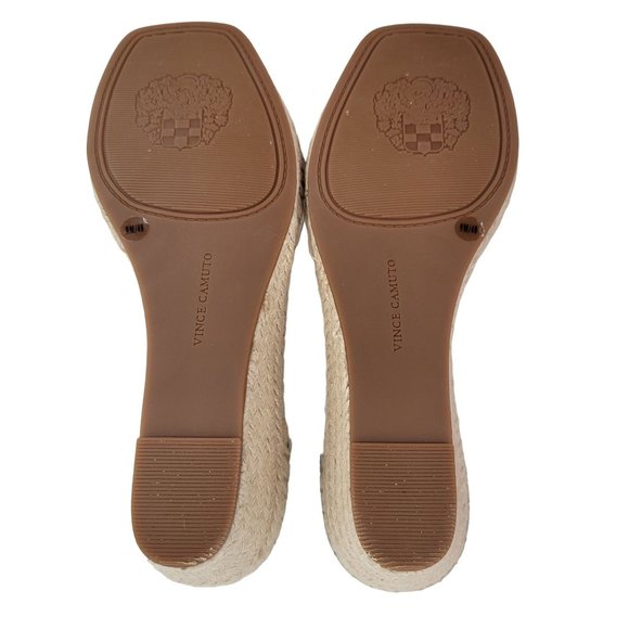 Vince Camuto Size 9 Leather Jesla Espadrille Wedge Sandals Oatmeal Snakeskin Tan - Picture 7 of 9